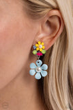 Festive Florals - Blue Clip-On Earring