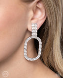 Guarded Glitz - White Clip-On Earring