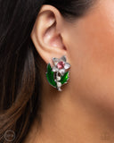 Gardening Guest - Pink Clip-On Earring