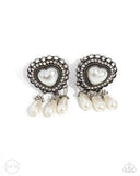 Sumptuous Story - White Clip-On Earring