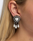 Sumptuous Story - White Clip-On Earring