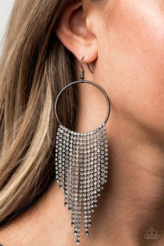 Streamlined Shimmer - Black Earrings