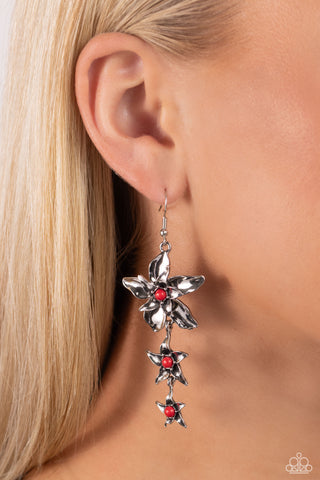 Tapered Tiers - Red Earring