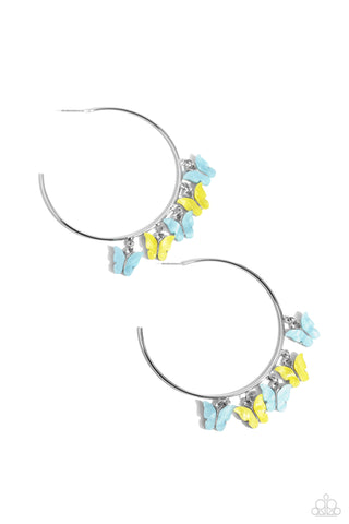 Bemusing Butterflies - Blue Hoop Earring