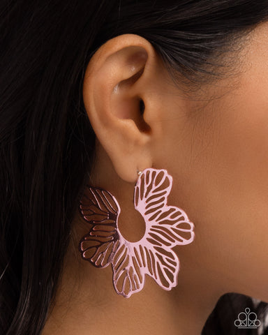 Floral Fame - Pink  Hoop Earring