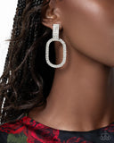 Guarded Glitz - White Clip-On Earring