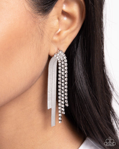 Dramatic Downpour - White Post Earring