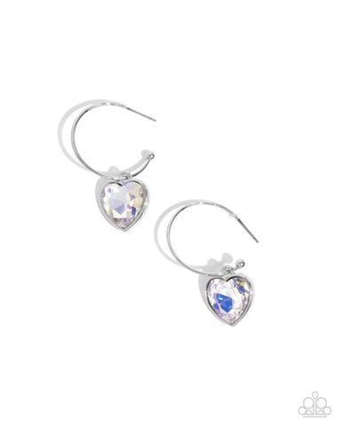 Diamond of the Night - White Hoop Earring