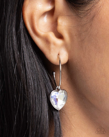 Diamond of the Night - White Hoop Earring