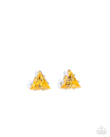 Triangular Twinkle - Yellow Post Earring