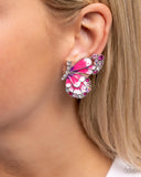 Decadent Descent - Pink Clip-On Earring