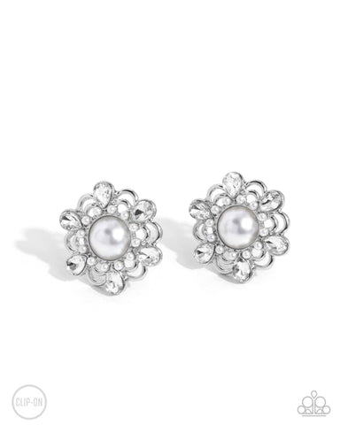 Relatable Radiance - White Clip-On Earring