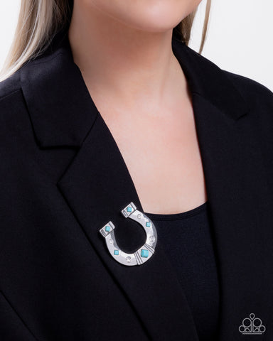 Horseshoe Horizon - Blue Brooch