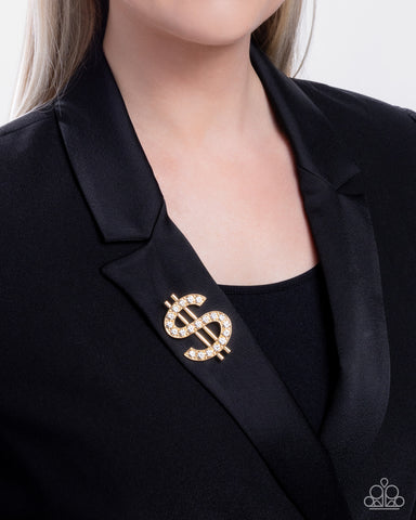 Raking in the Bling - Gold Brooch
