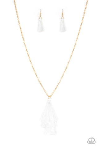 Triple The Tassel White Necklace