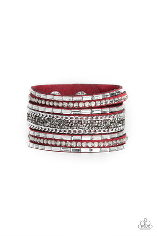 Rhinestone Rumble - Red Urban Bracelet