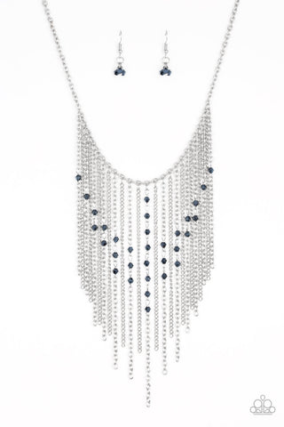 First Class Fringe - Blue Necklace