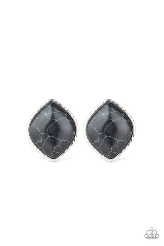 Marble Marvel - Black Post Earring