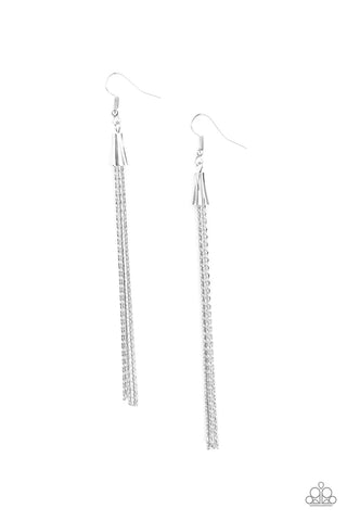 Shimmery Streamers - Silver Earring