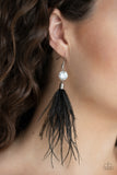 Feathered Flamboyance - Black Earring