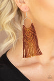 Macrame Rainbow - Brown Earring