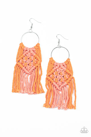 Macrame Rainbow - Orange Earring