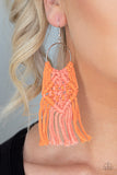 Macrame Rainbow - Orange Earring