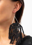 Modern Day Macrame - Black Earring