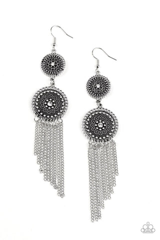 Medallion Mecca - White Earring