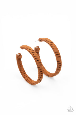 Suede Parade - Brown Hoop Earring