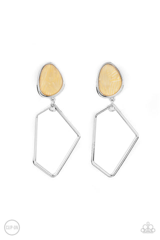 Retro Reverie - Yellow Clip-On Earring