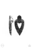 Blinged Out Buckles - Black Clip-On Earring