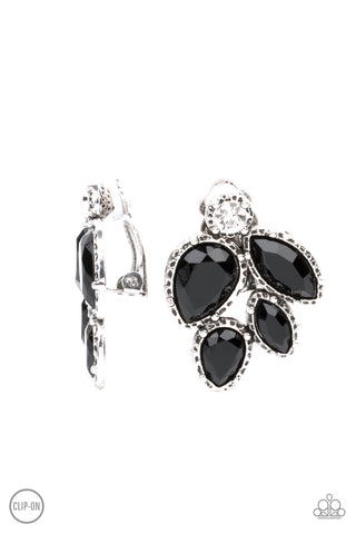 Fancy Foliage - Black Clip-On Earring