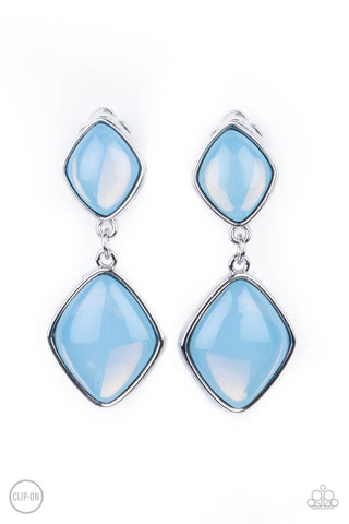 Double Dipping Diamonds - Blue Clip-On Earring