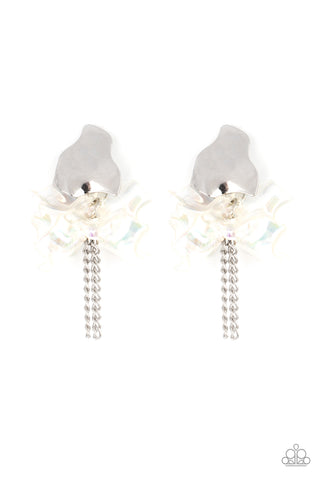 Harmonically Holographic - White Post Earring