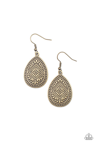 Mayan Mecca - Brass Earring