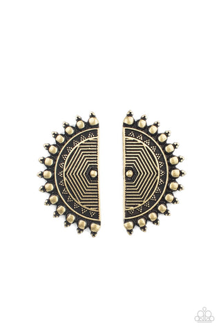 Fiercely Fanned Out - Brass Post Earring