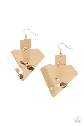 Deceivingly Deco - Gold Earring