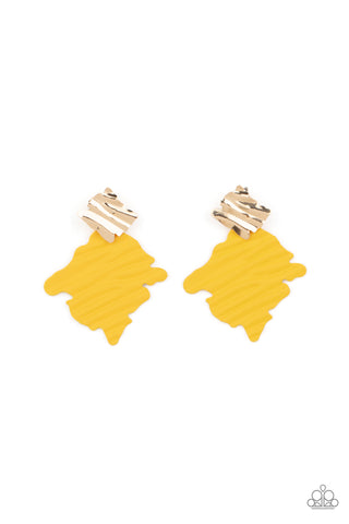Crimped Couture - Yellow Post Earring
