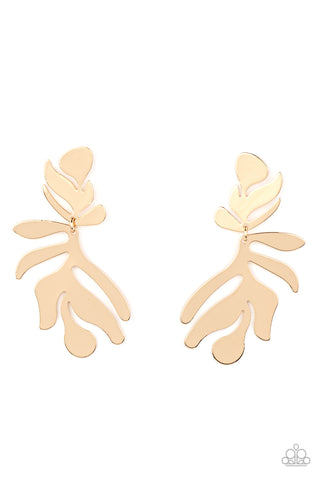 Palm Picnic - Gold Post Earring