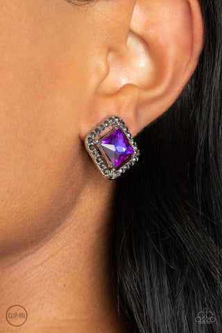 Cosmic Catwalk - Purple Clip-On Earring