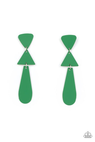 Retro Redux - Green Post Earring