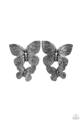 Blushing Butterflies - Silver Post Earring