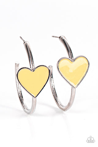 Kiss Up - Yellow Hoop Earring