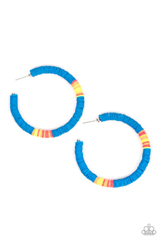 Colorfully Contagious - Blue Hoop Earring