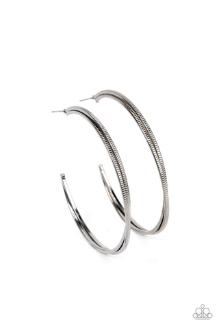 Monochromatic Curves - Black Hoop Earring