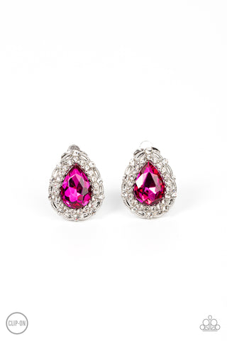 Haute Happy Hour - Pink Clip-On Earring