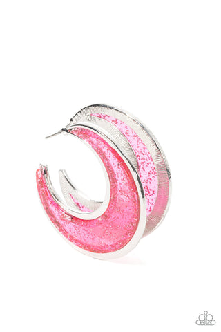 Charismatically Curvy - Pink Hoop Earring