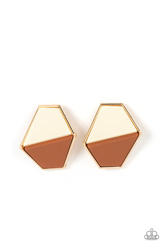 Generically Geometric - Brown Post Earring