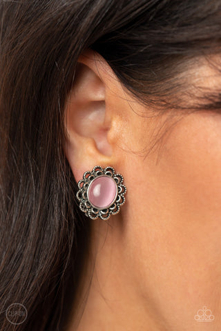 Garden Gazebo - Pink Clip-On Earring